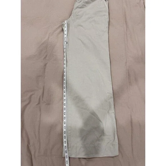 Brunello Cucinelli Womens Size 12 Flat Zip Wide Leg Dress Pants Tan High Rise